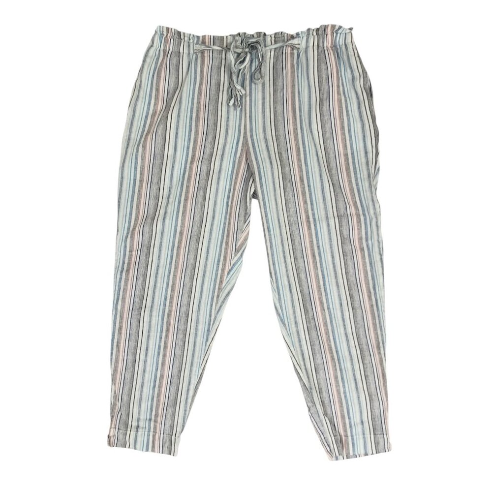 Beach Lunch Lounge Pants Women's XL Giavanna Striped Tapered Cotton and Linen